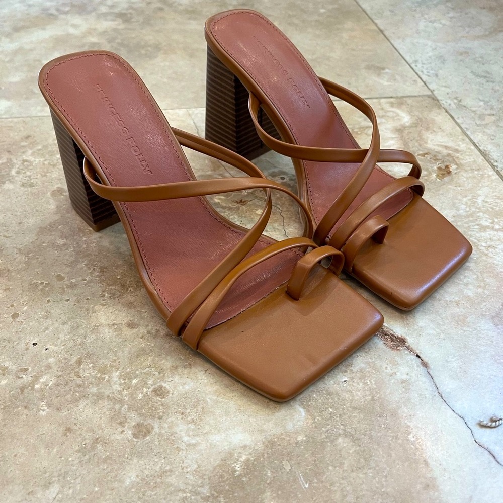 Princess Polly Layla strap tan heels/ size 6